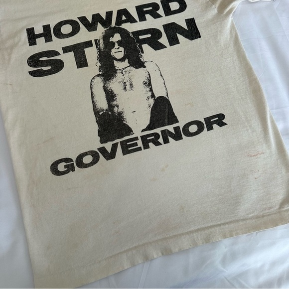Vintage Howard Stern Governor 90s Single Stitch USA White Tee Shirt Mens Large - Picture 2 of 8